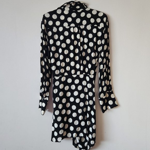 NWT Zara Black and White Dot Shirt Dress - Picture 7 of 7
